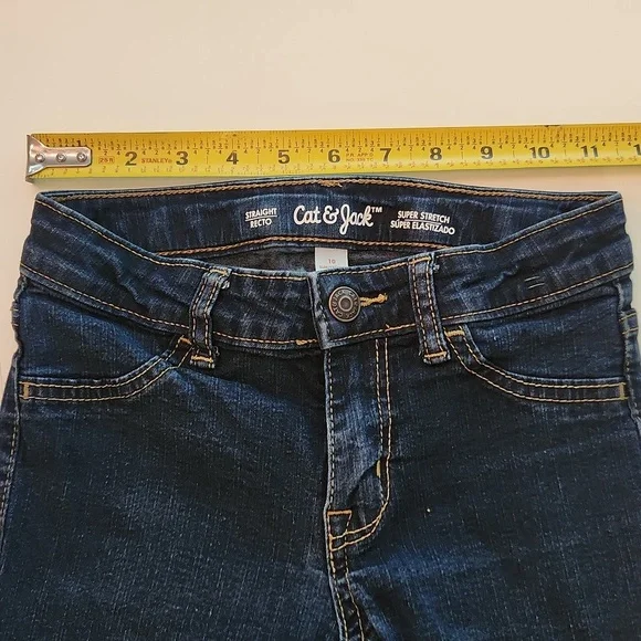 Cat And Jack Super Stretch Straight Dark Blue Adjustable Waist Jeans 10 - Picture 8 of 10